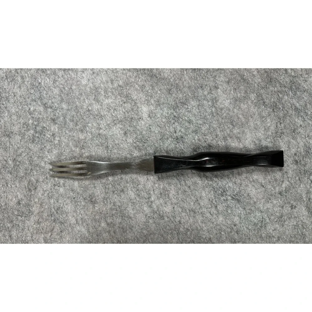 Vintage Cutco 1726 Turning 3 Prong Fork Dark Brown Swirl/Black Handle 11